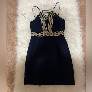 NWT Lilly Pulitzer size 00 navy and gold dress